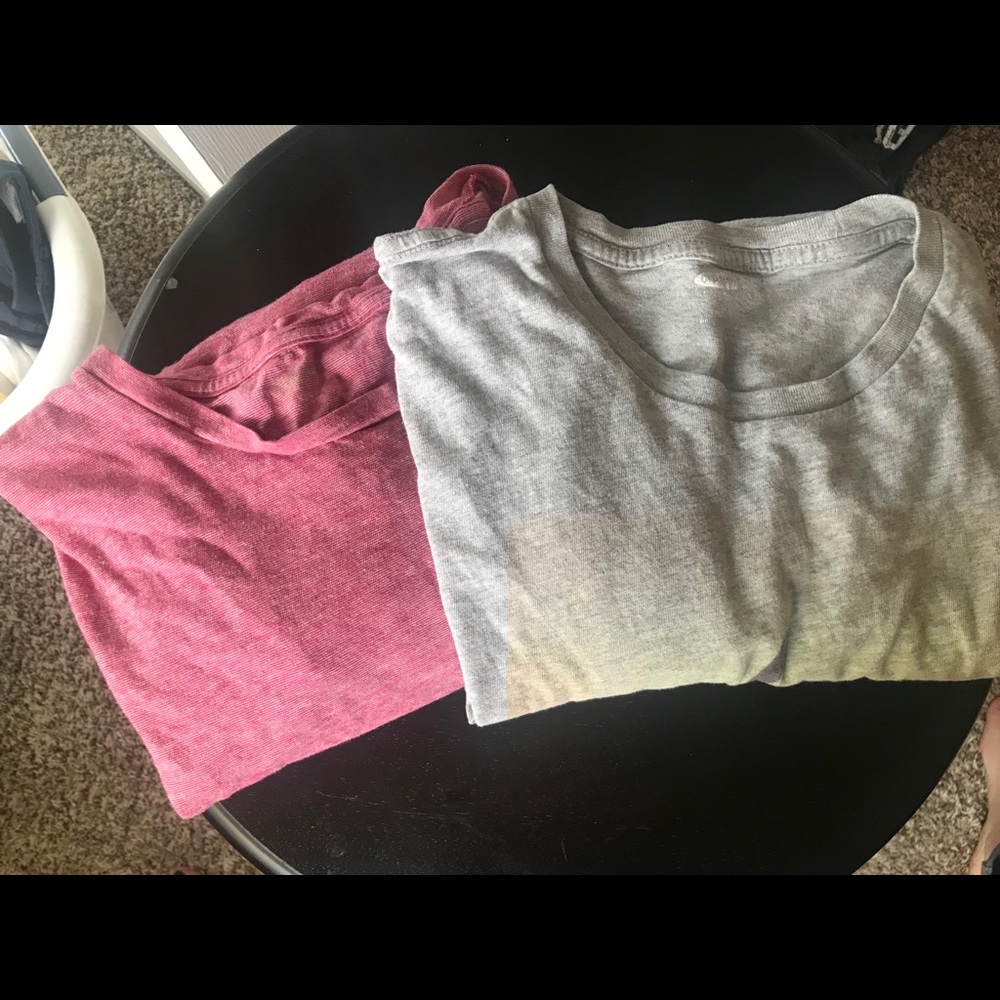 Two men’s medium tees - one red and the other gray